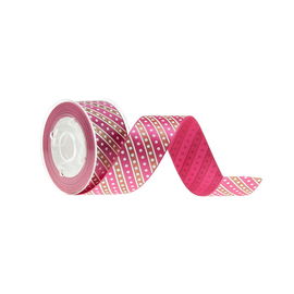 A fita impressa pontos do cetim de Rosa para o feriado veste - o material forte resistente