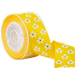 Branco &amp; fita impressa costume do Grosgrain da flor do ouro para o empacotamento cosmético