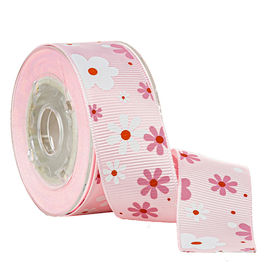 Flor da tela da tinta de 2 cores impressa no envolvimento cor-de-rosa das caixas de bolo da fita do Grosgrain