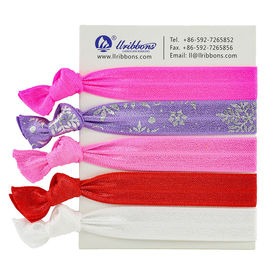 Braceletes coloridos da faixa de elástico do Spandex do poliéster do cabelo das meninas do Spandex