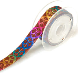 Fita elástico para laços do cabelo, fita elástica lisa do ouro colorido do arco-íris do envolvimento de presentes