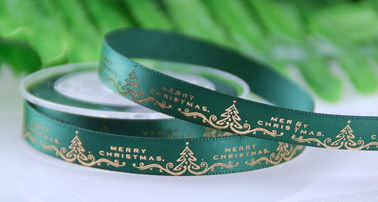 Fita elegante da impressão do Natal 9 milímetros pela cópia do ouro da folha para a decoração do feriado