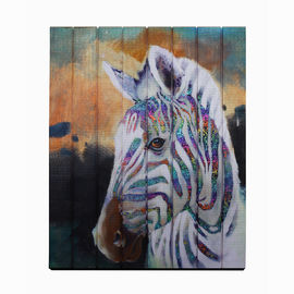 Pintura criativa da arte moderna da fita, pintura da arte da parede da cor do arco-íris da zebra