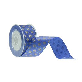 Fita impressa decoração do cetim com senão azul da largura da cor 19mm do brilho livre