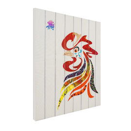 Arte simples da fita do galo colorido, pintura de parede home de suspensão da decoração