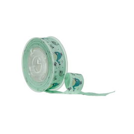 Horizontalmente o verde imprimiu a impressão elástica do animal de mar da fita para o comprimento do laço 16mm do cabelo