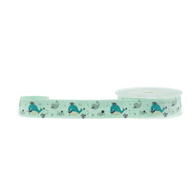 Horizontalmente o verde imprimiu a impressão elástica do animal de mar da fita para o comprimento do laço 16mm do cabelo
