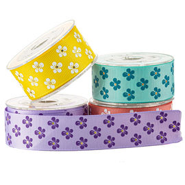 Branco &amp; fita impressa costume do Grosgrain da flor do ouro para o empacotamento cosmético
