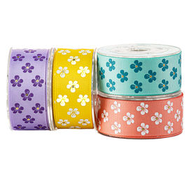 Fita impressa flor do Grosgrain, envolvimento personalizado do saco dos doces da fita do Grosgrain