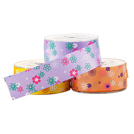 Caixas de presentes que empacotam a fita impressa floral alaranjada do Grosgrain