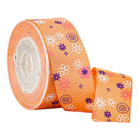 Caixas de presentes que empacotam a fita impressa floral alaranjada do Grosgrain