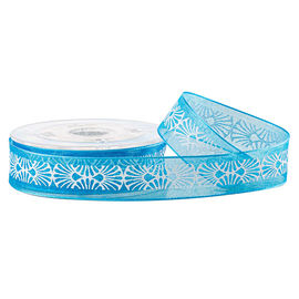 Fita completa imprimindo branca personalizada 19mm da tinta de Organza azul da tela